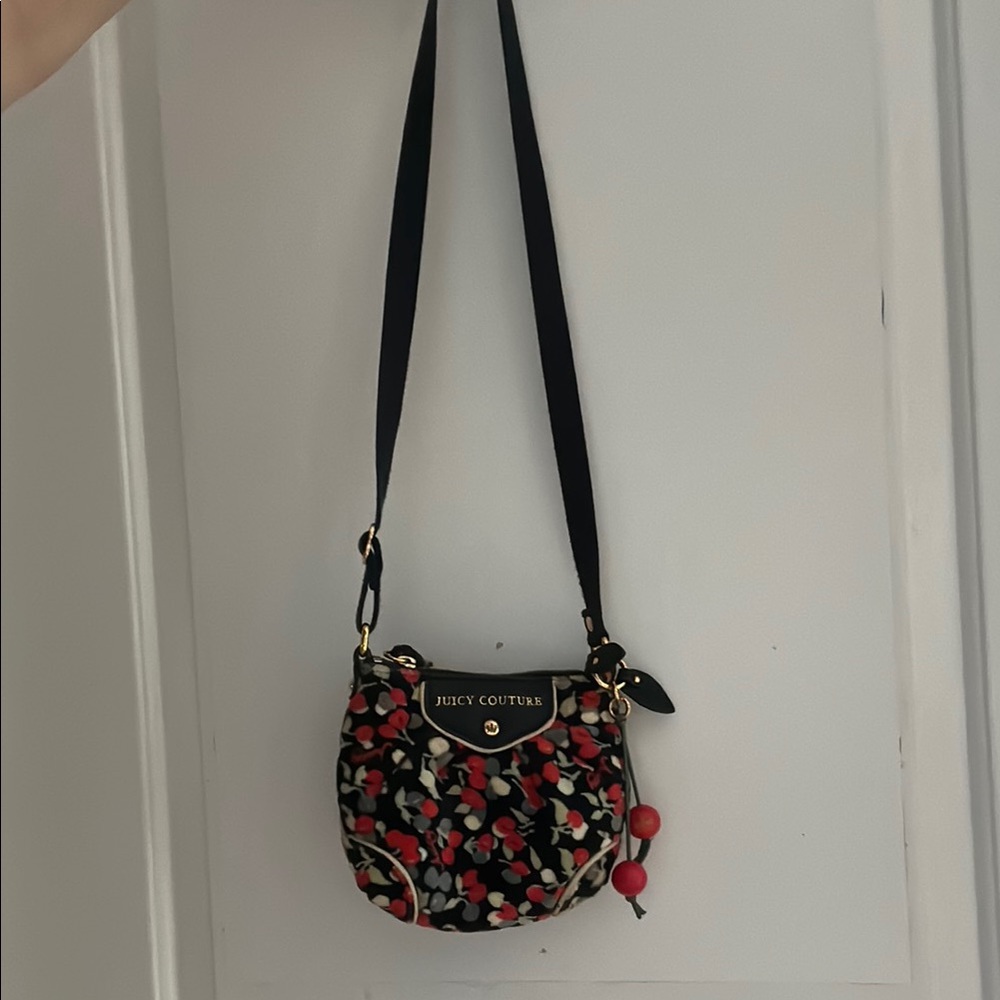 Juicy Couture Black and Red Floral Crossbody Bag